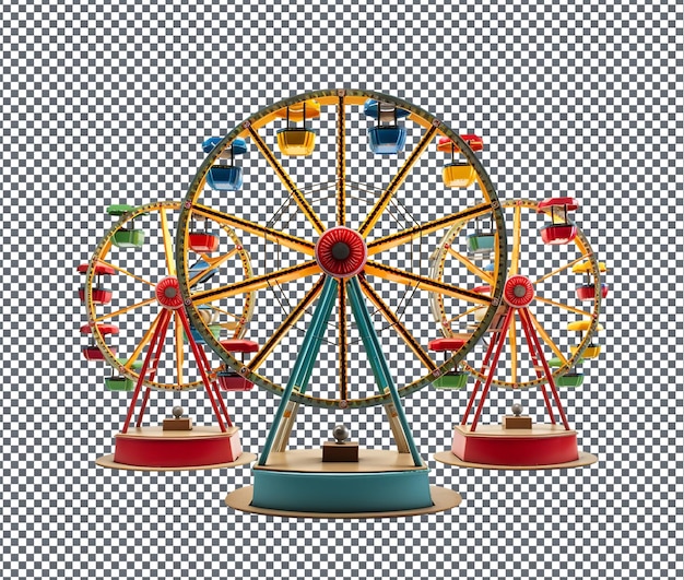 PSD awful carnival ferris wheel models isolated on transparent background