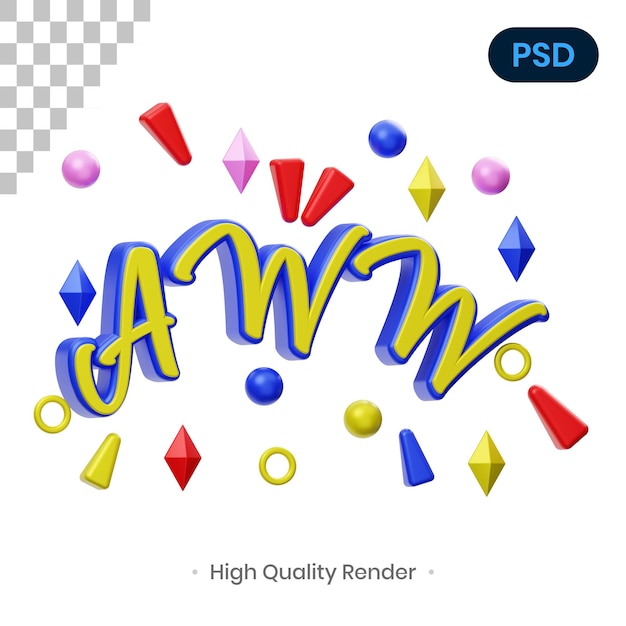 Aww 3D Render Illustratie Premium Psd
