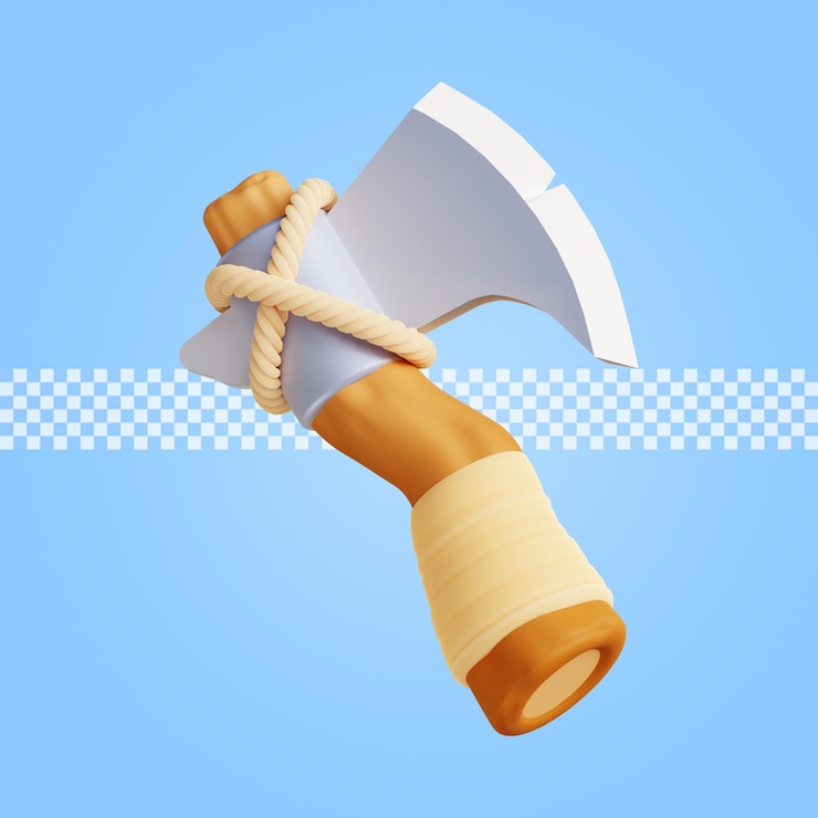 PSD axe icon 3d render isolated premium psd