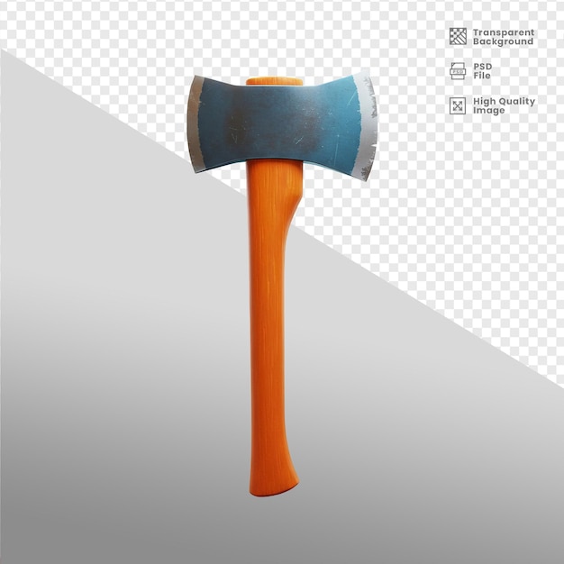 Axe with blue head and orange handle