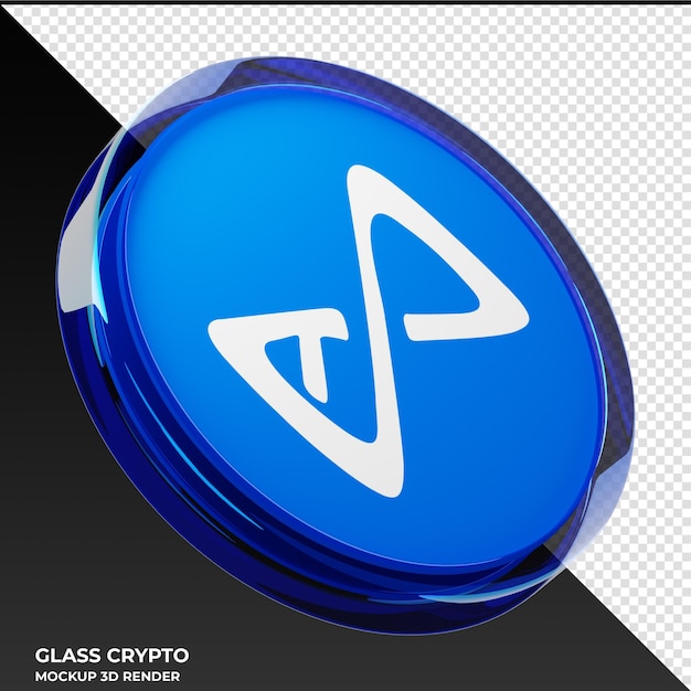 Axie Infinity AXS Glass Crypto Coin 3D Иллюстрация
