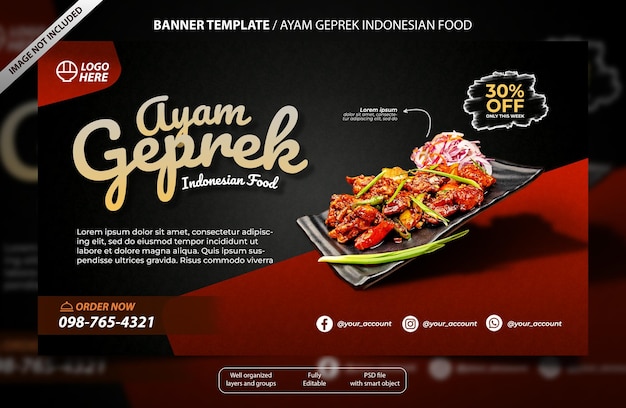 Ayam Geprek Szablon Transparentu Indonezyjskiego Jedzenia