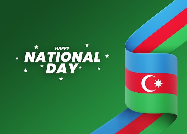 PSD azerbaijan flag design national independence day banner editable text and background