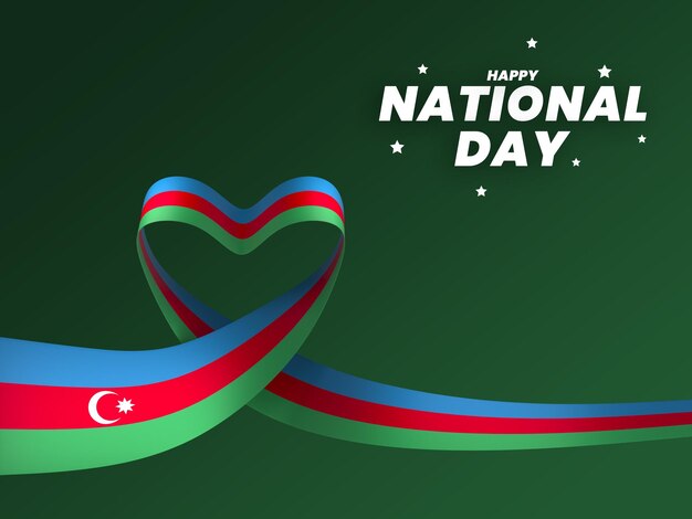 Azerbaijan flag element design national independence day banner ribbon psd