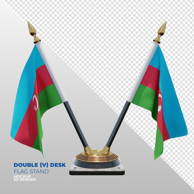 Azerbejdżan realistyczna 3d teksturowana flaga z podwójnym biurkiem do kompozycji