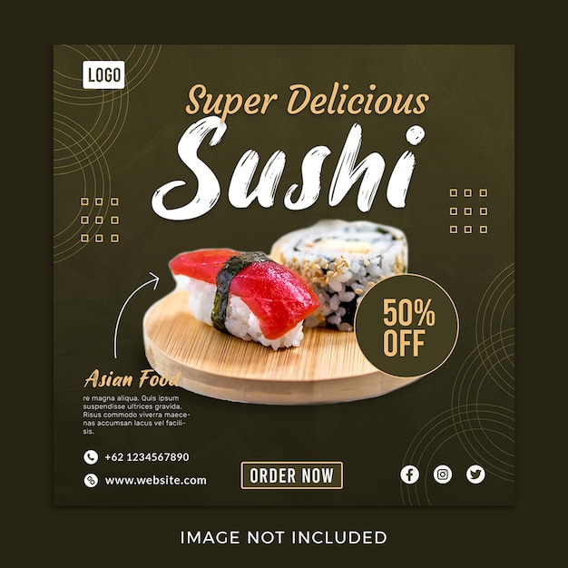 PSD aziatisch eten japanse sushi social media post-sjabloon