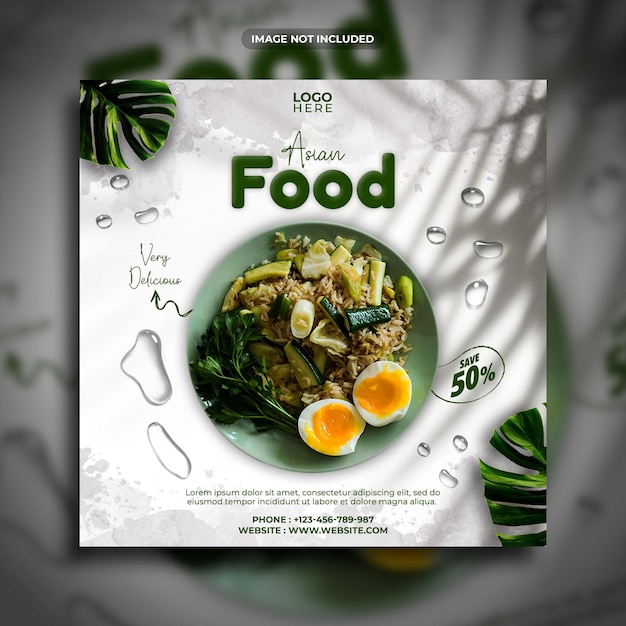 Aziatisch eten menu promotie instagram post of vierkante webbanner sociale media sjabloon