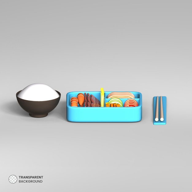 Aziatische etenswaren vak pictogram geïsoleerd 3d render illustratie