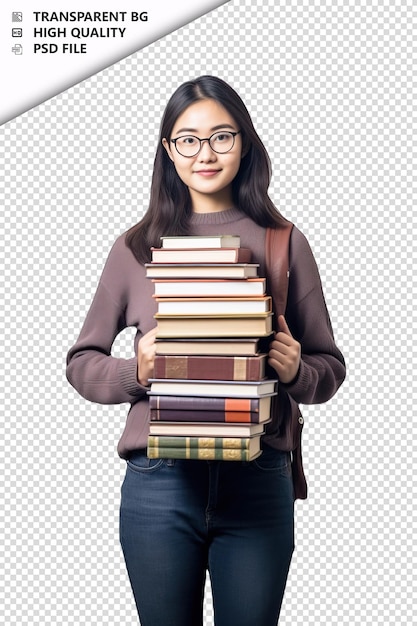 Aziatische vrouw bibliothecaris op witte achtergrond wit geïsoleerd
