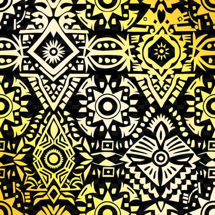 PSD aztec ethnic pattern with aztec icon and geometric shapes wi nature inspired abstract outline art