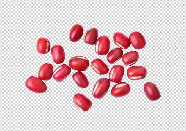 Azuki Bean or Red Bean Seeds Top View on alpha layer
