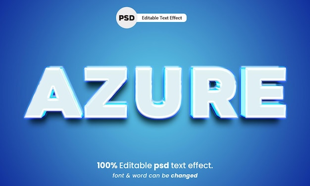 Редактируемый текстовый эффект psd azure 3d