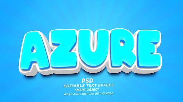 PSD azure 3d editable text effect photoshop psd template