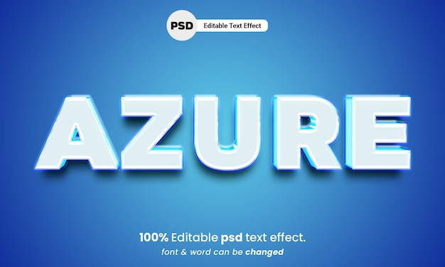Azure 3d edytowalny efekt tekstowy psd