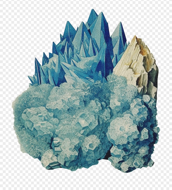 PSD azurite mineral on transparent background oldstyle vintage illustration