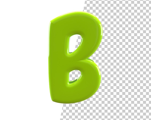 B lettera verde rendering 3d