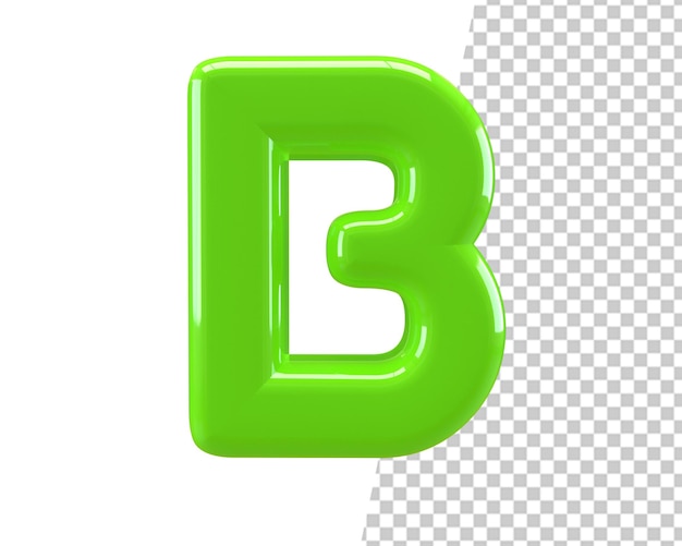 b letter green text 3d render