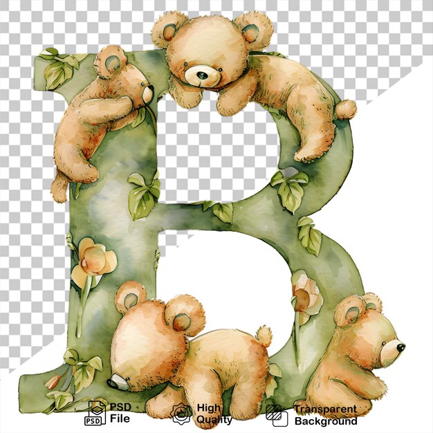 B letter with bears on transparent background include png file