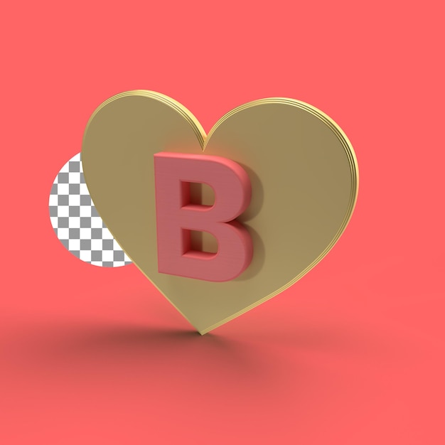 B Renderowanie 3d Na Złotym Projekcie Napisów Miłosnych Na Walentynki Koncepcja Wysokiej Jakości Projektu