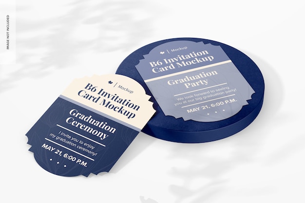 PSD b6 invitation card mockup on podium