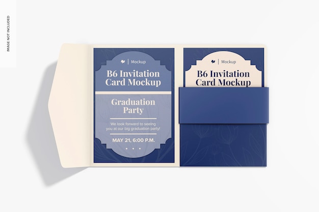 B6 invitation card mockup top view