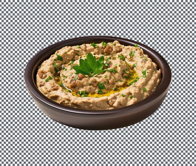 PSD baba ganoush in a bowl isolated on transparent background