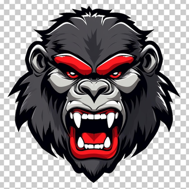 PSD baboon mascotte logo geïsoleerd op transparante achtergrond gorilla hoofd