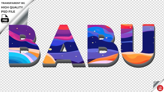 Babu typography flat colorful text texture psd transparent