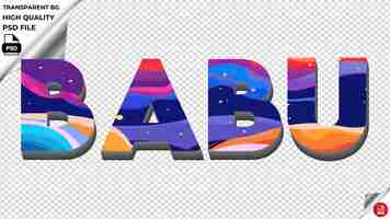 PSD babu typography flat colorful text texture psd transparent