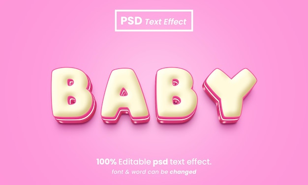 Baby 3d bewerkbaar premium teksteffect met achtergrond