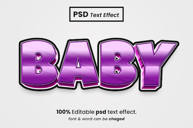 PSD baby 3d bewerkbaar teksteffect