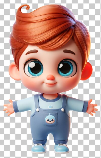 Baby 3d cartoon character isolated on transparent background