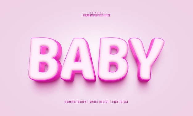 Baby 3d editable premium psd text effect