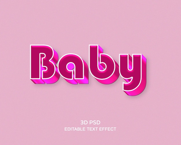 PSD baby 3d editable text effect with premium background