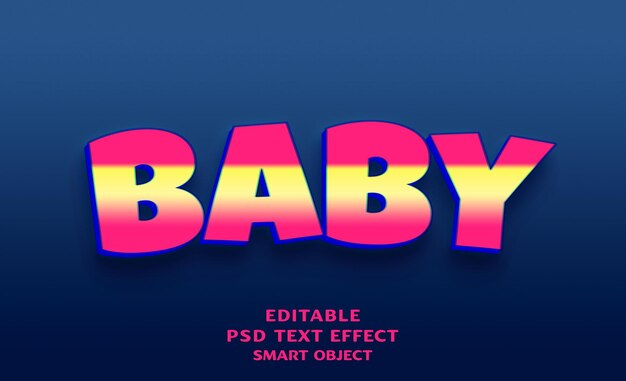 PSD baby 3d tekst effect ontwerp