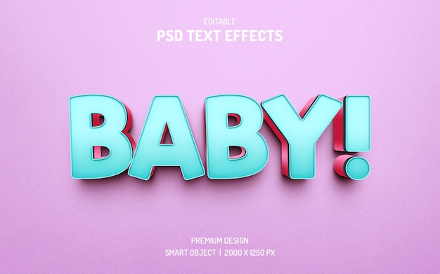 PSD baby 3d-tekststijleffectontwerp