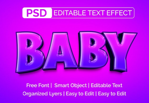 PSD baby 3d text effect layer style psd file