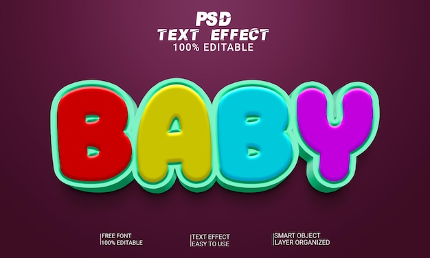 PSD baby 3d text effect psd file