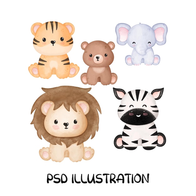 PSD baby animals watercolor 1