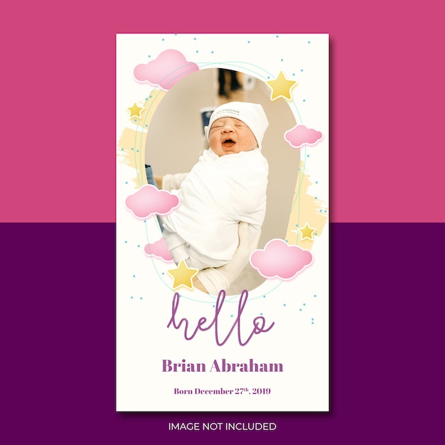 PSD baby announcement invitation to baby shower party template