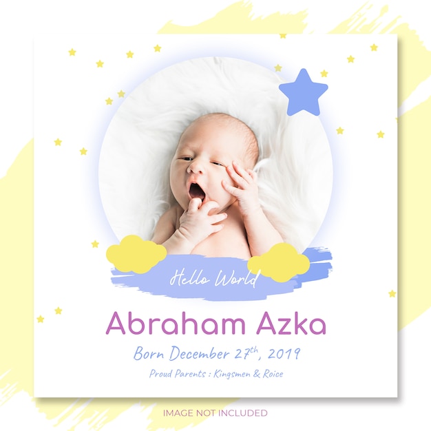 PSD baby announcement invitation to baby shower party template