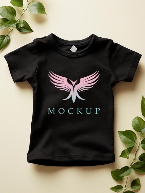 Baby black cloth tshirt mockup PSD