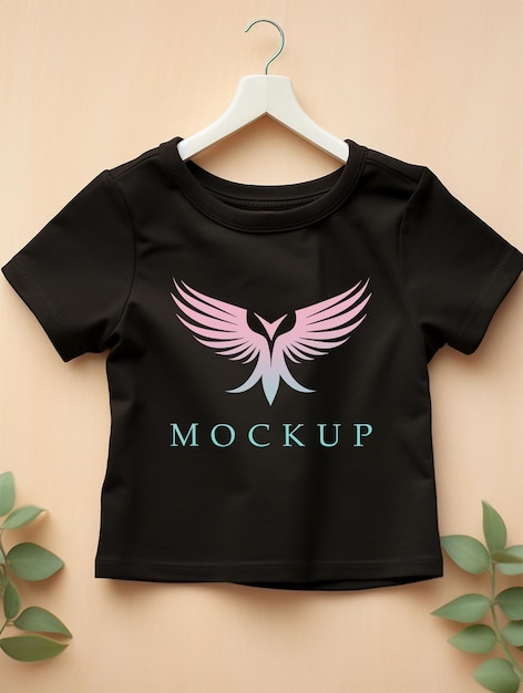 Baby black cloth tshirt mockup PSD