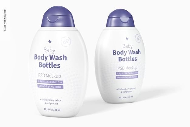 Baby body wash bottles mockup