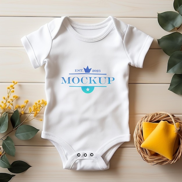 Baby bodysuit mockup design PSD template