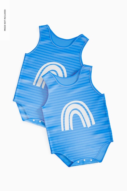 PSD baby bodysuits mockup, top view