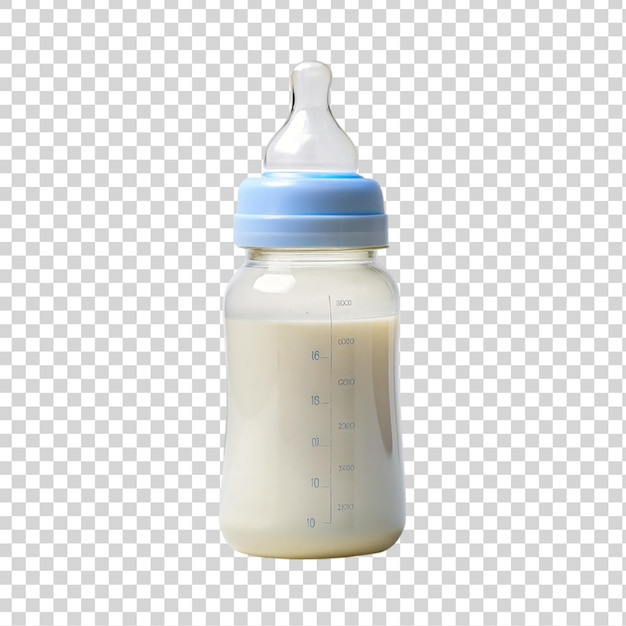 PSD baby bottle with milk isolated on transparent background