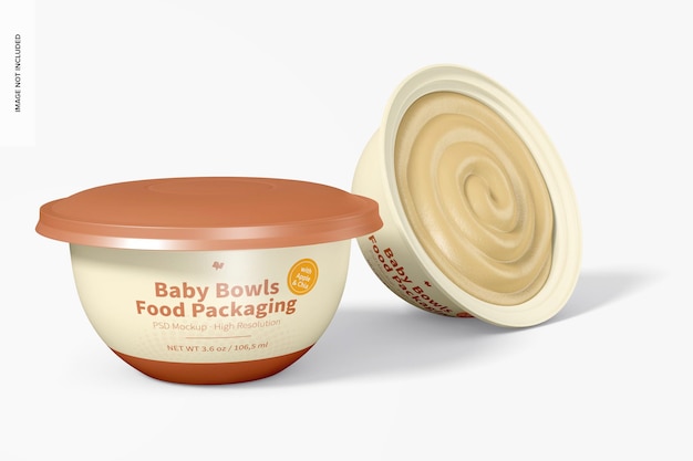 Baby Bowls Food Packaging Mockup