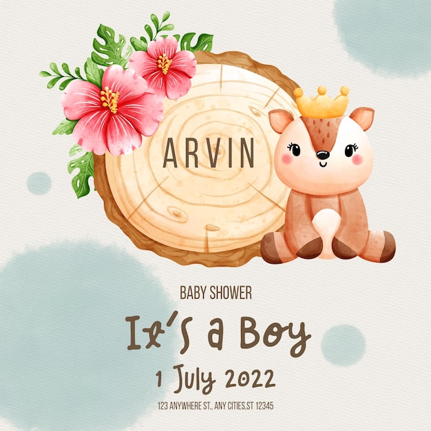 baby boy with safari animal template baby shower template