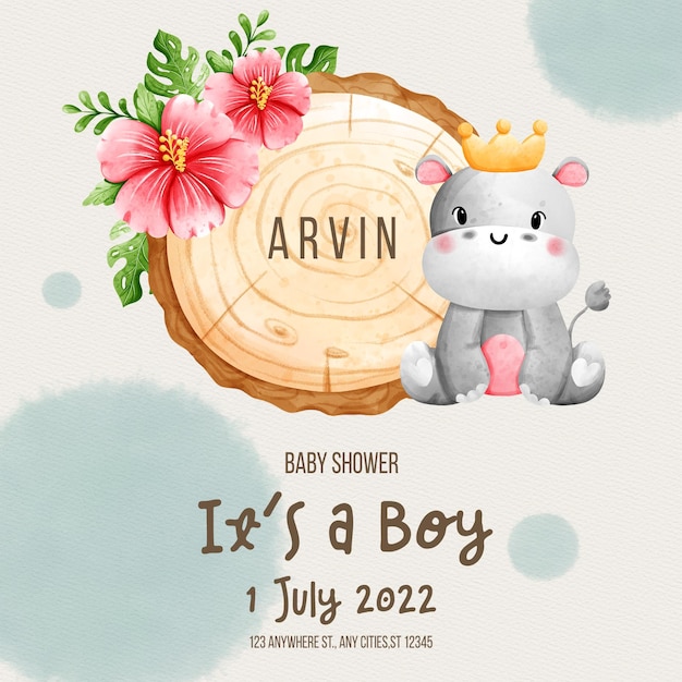 baby boy with safari animal template baby shower template